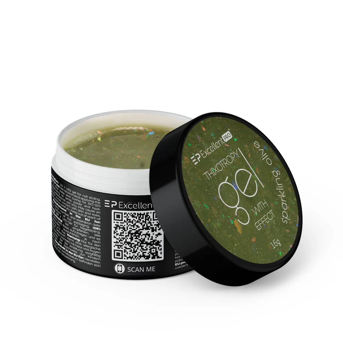 Excellent PRO Thixotropy gel with effect SPARKLING OLIVE 15g