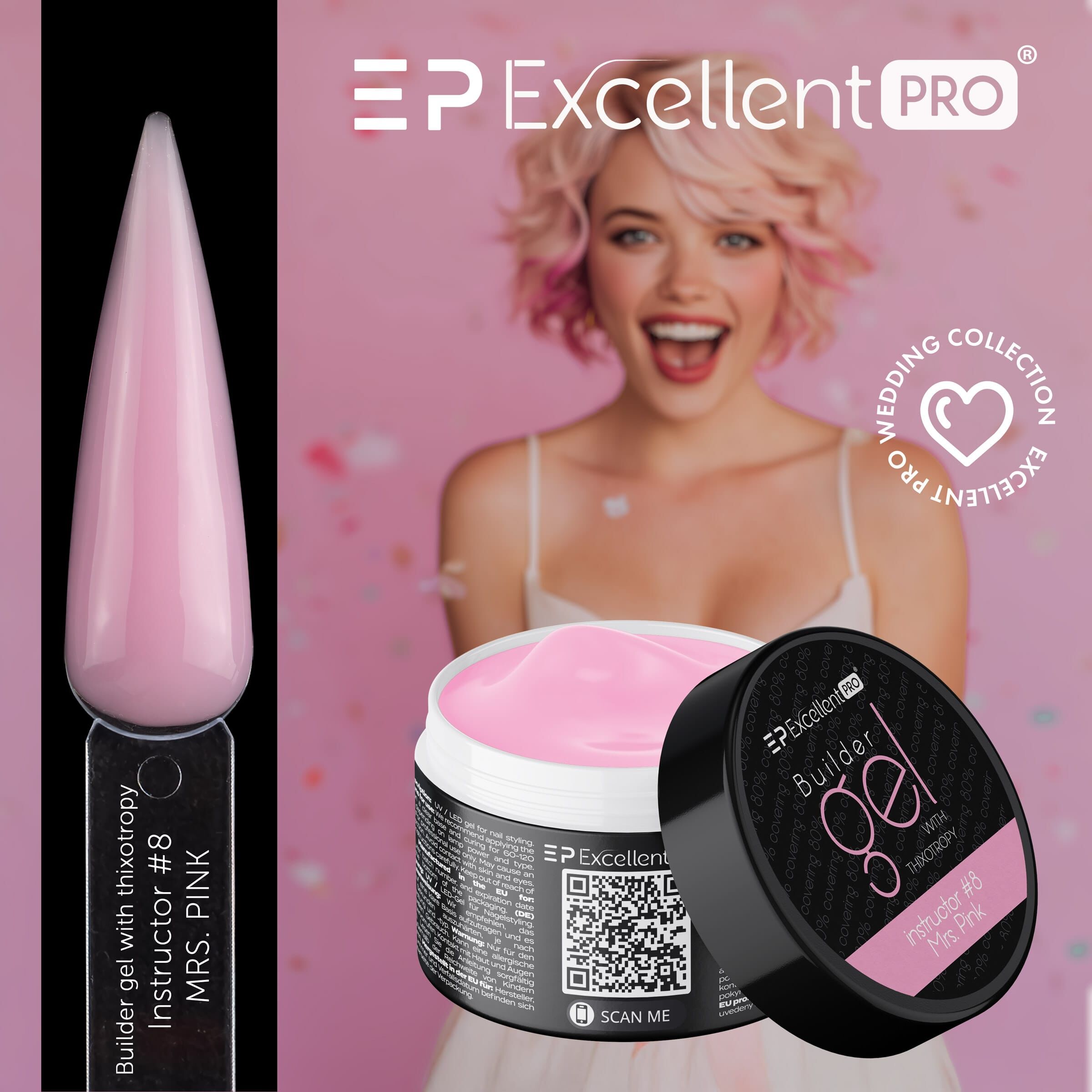 Excellent PRO Builder gel with thixotropy Instructor #8 MRS. PINK