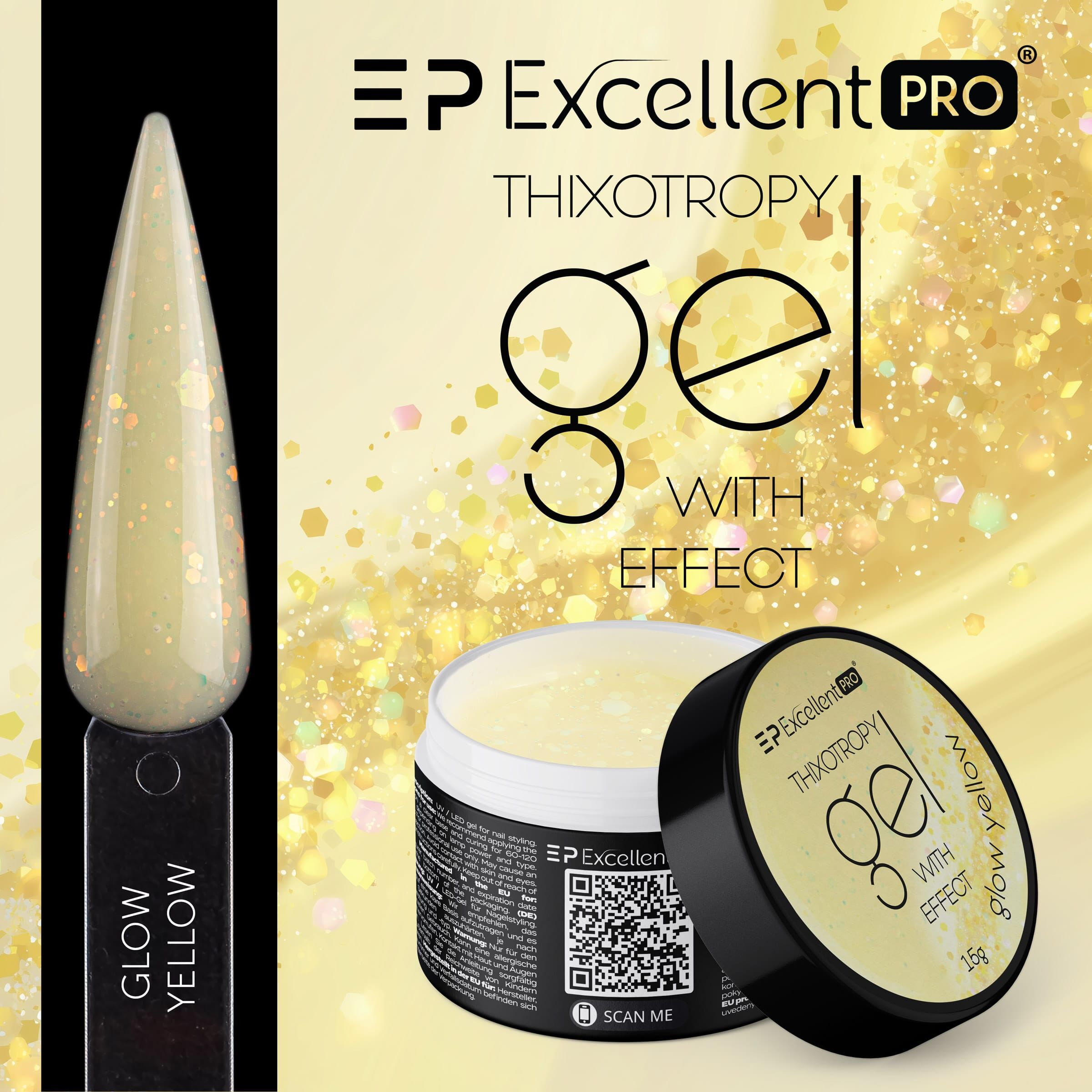 Excellent PRO Thixotropy gel with effect Glow Yellow