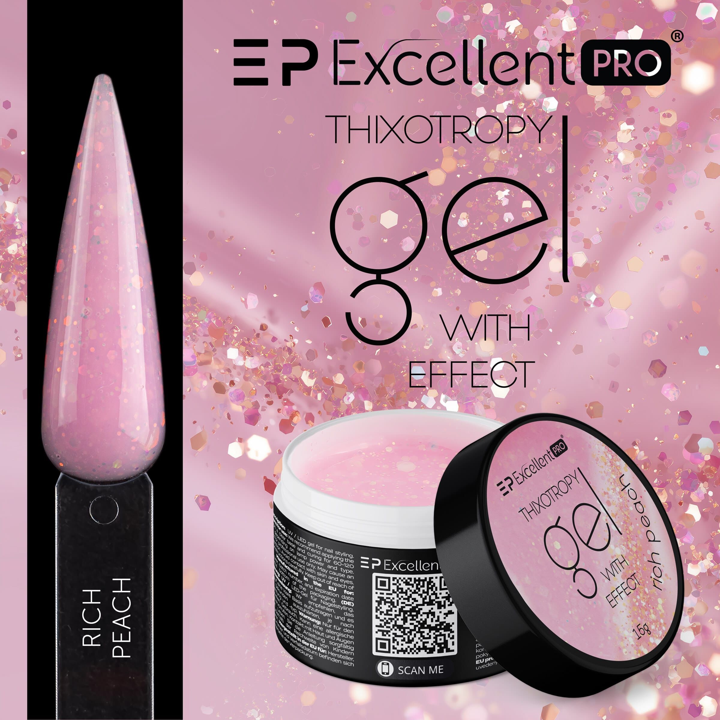 Excellent PRO Thixotropy gel with effect Rich Peach