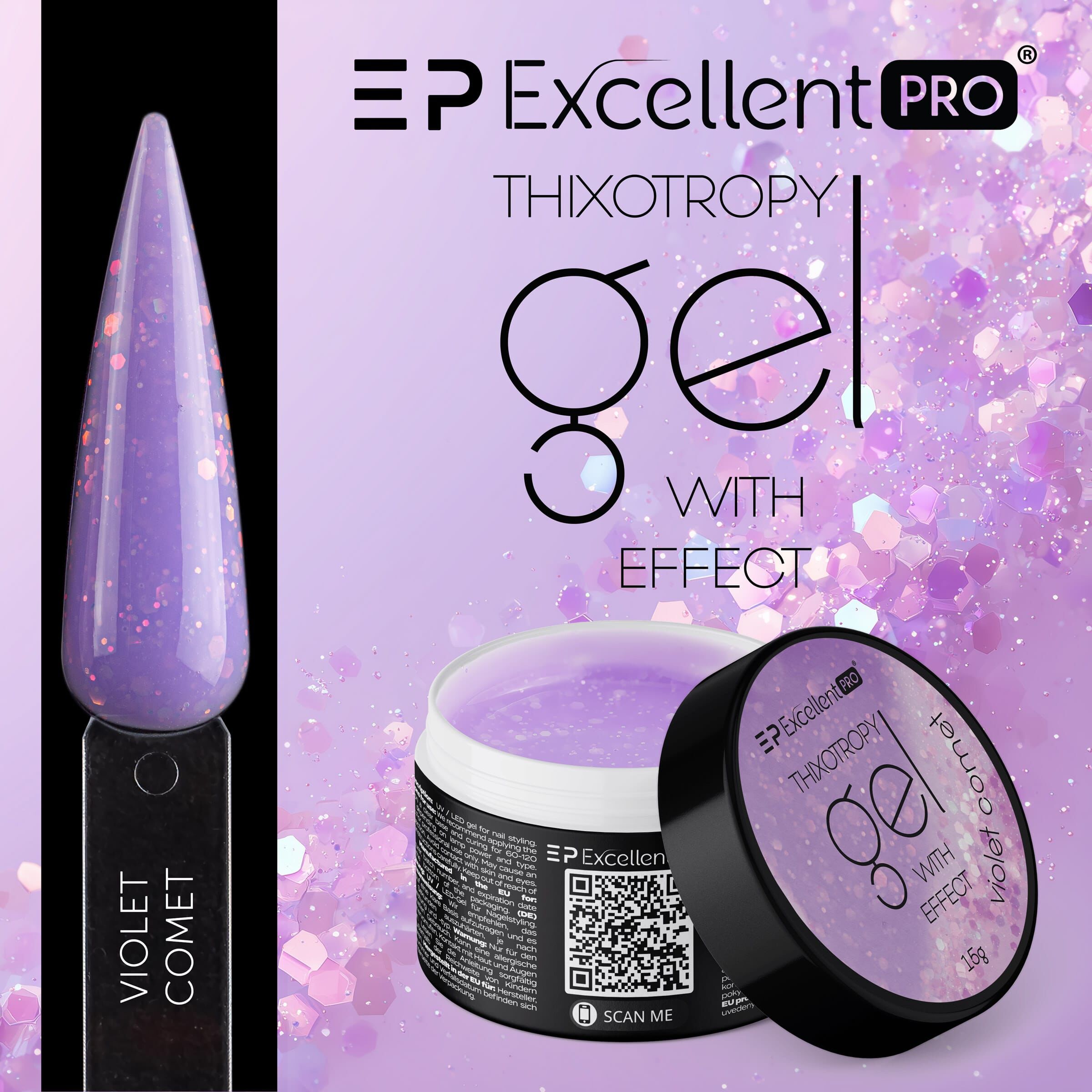 Excellent PRO Thixotropy gel with effect Violet Comet